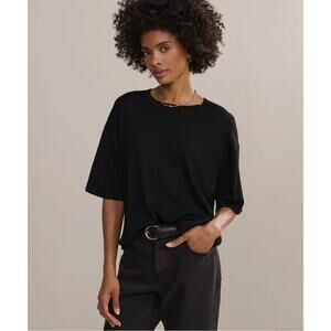JENNI KAYNE Black Merino Tee Oversized Elbow Length Sleeve Women's M